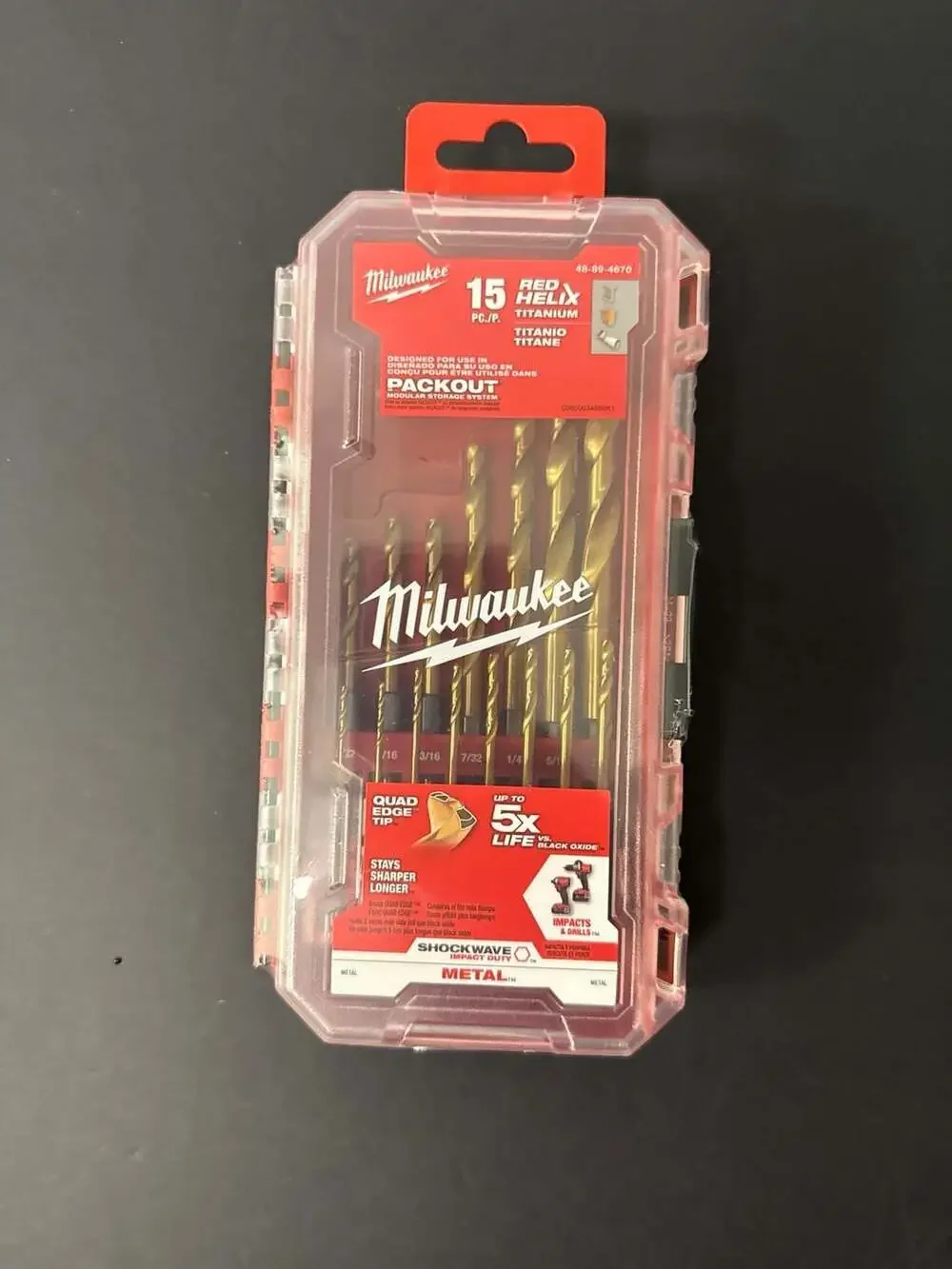 Milwaukee 48-89-4670 SHOCKWAVE Impact Duty RED HELIX Titanium Drill Bit Set - 15 - Picture 2 of 3
